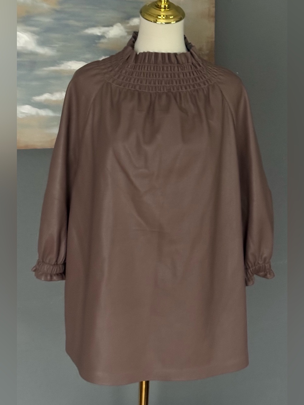 NWT ELOQUII MAUVE FAUX LEATHER TOP SIZE 16